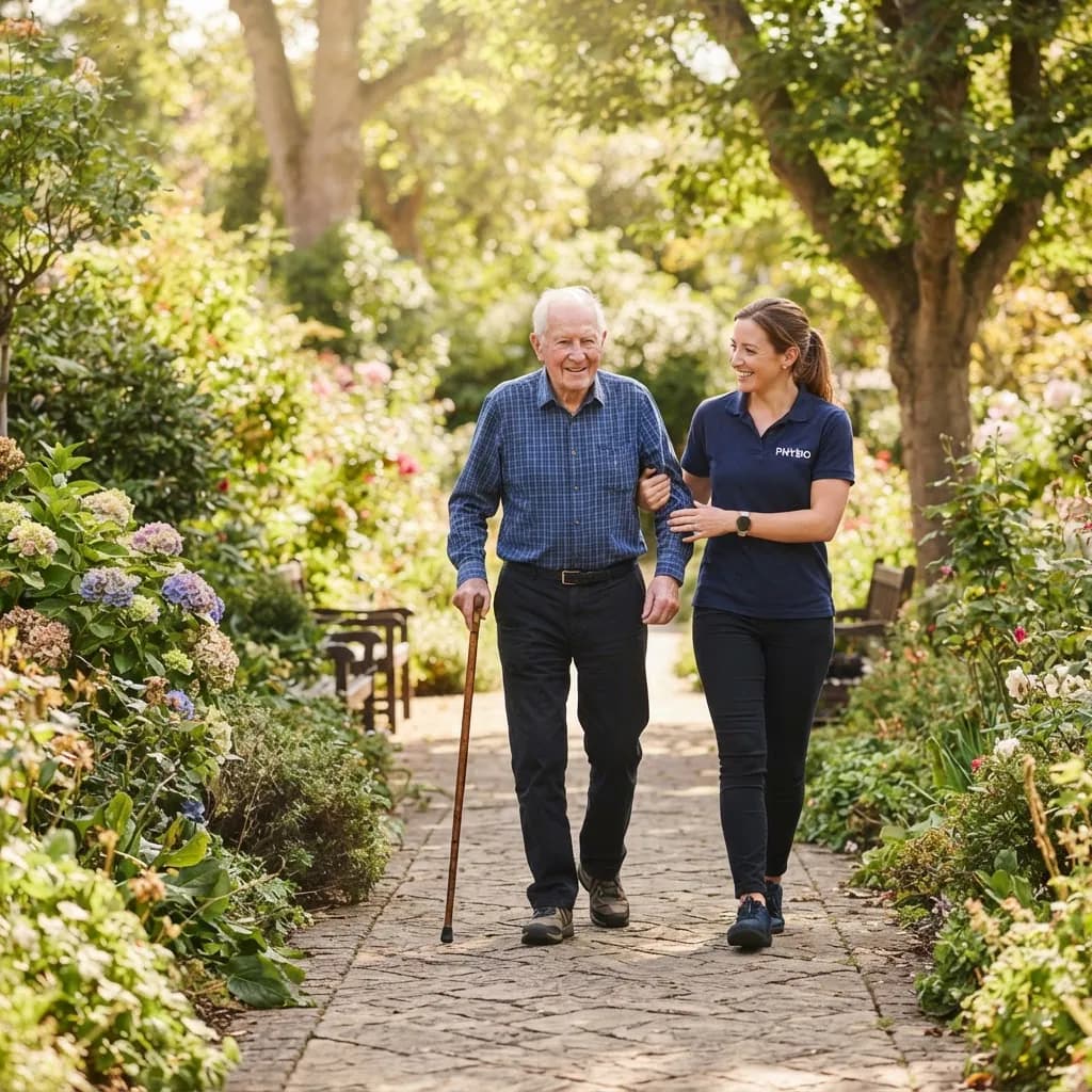 Home physiotherapy in the garden