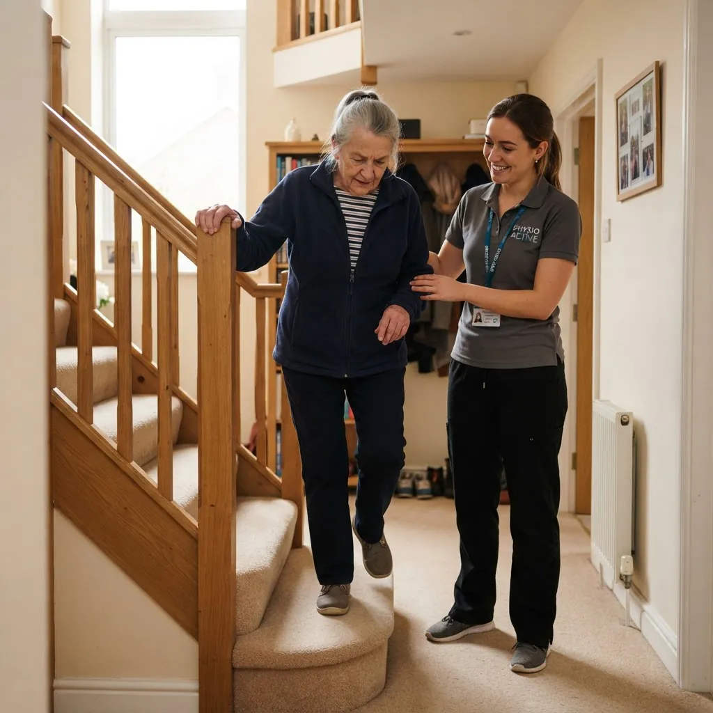 Home physiotherapy in the stairs