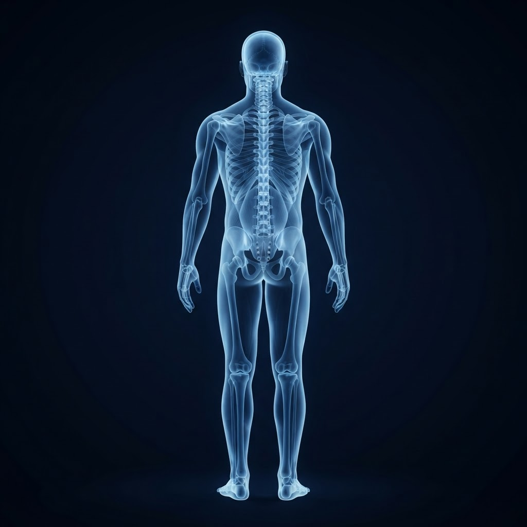 3D medical body model, back view